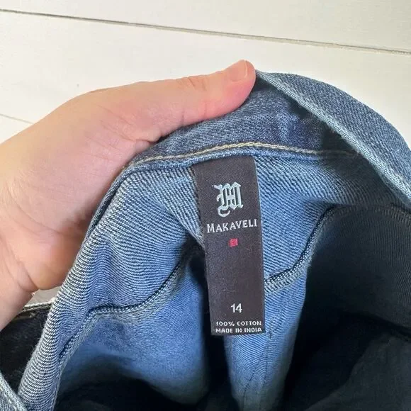 Makaveli Boys Blue Denim Patterned 14 Tupac 90s Y2K Jeans NWT 2Pac - Picture 7 of 8